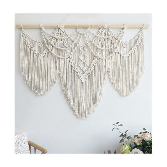 Macrame Wall Hanging Large- Boho Wall Decor- large wall art- Wall Decor Living Room / Beige-fringe