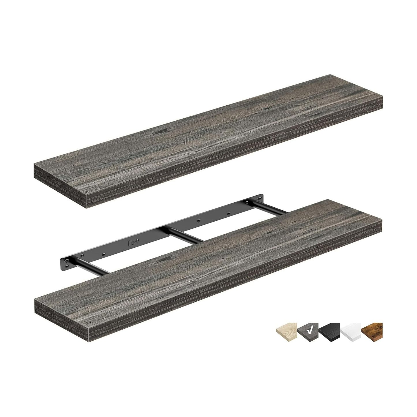 QEEIG Extra Long Floating Shelves for Wall (Grey, Set of 2, 47.2")