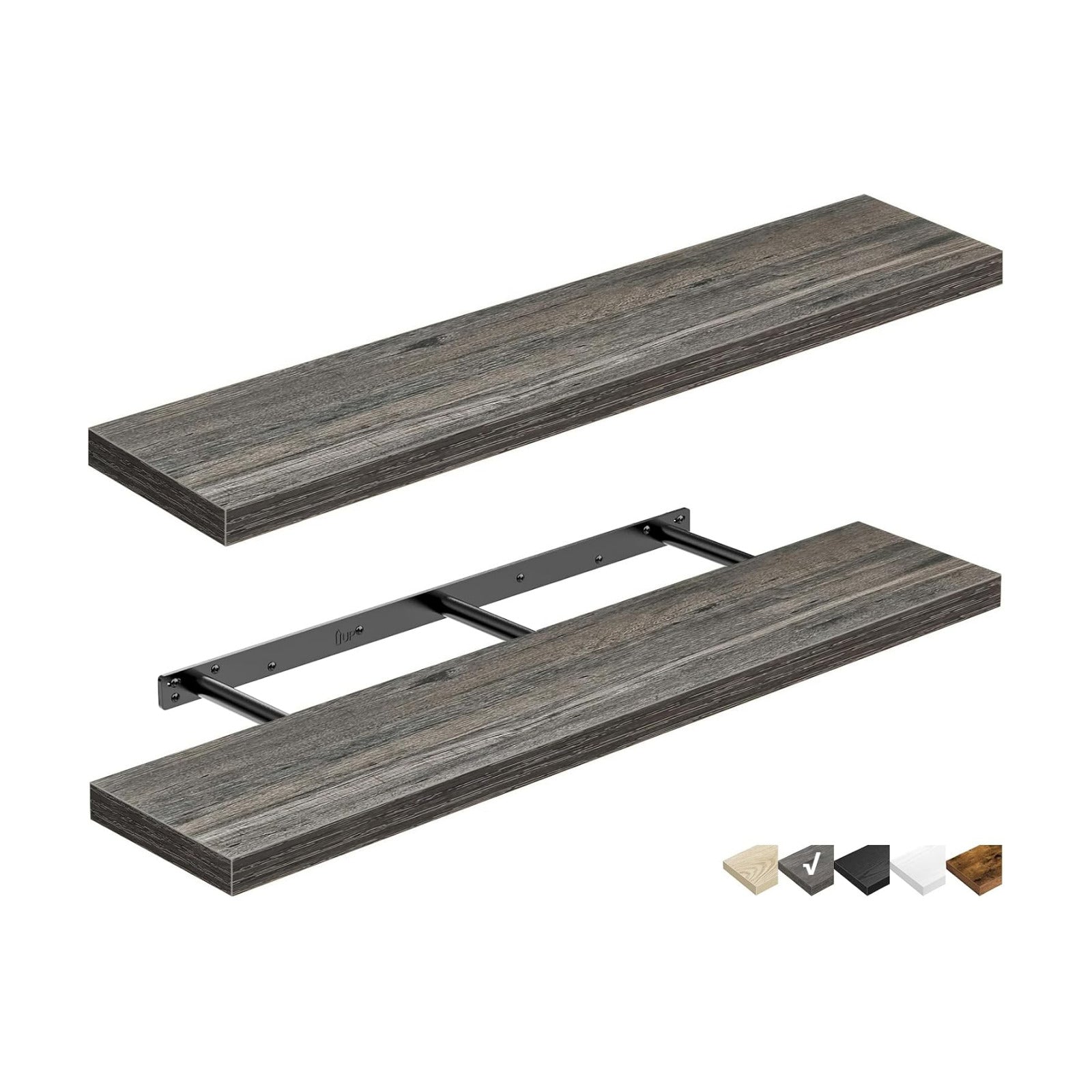QEEIG Extra Long Floating Shelves for Wall (Grey, Set of 2, 47.2")