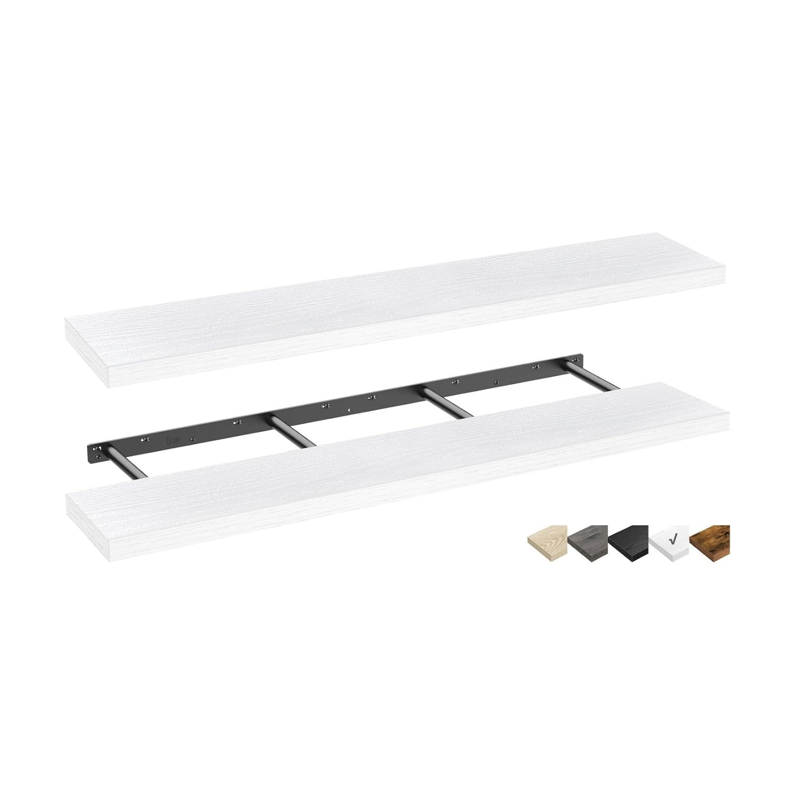 QEEIG Extra Long Floating Shelves for Wall (White, Set of 2, 55.1")