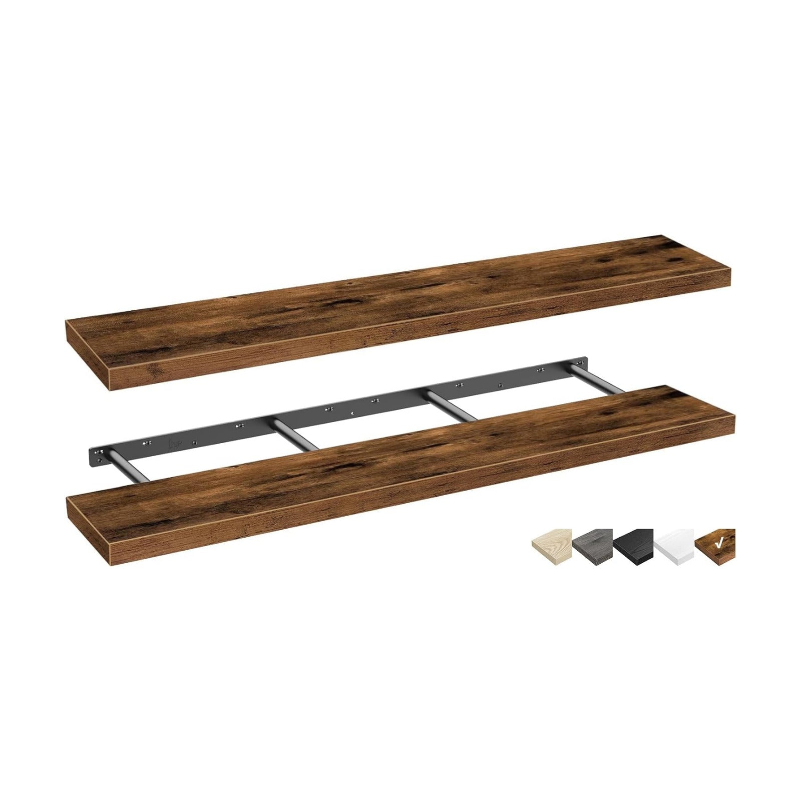 QEEIG Extra Long Floating Shelves for Wall (Brown, Set of 2, 55.1")