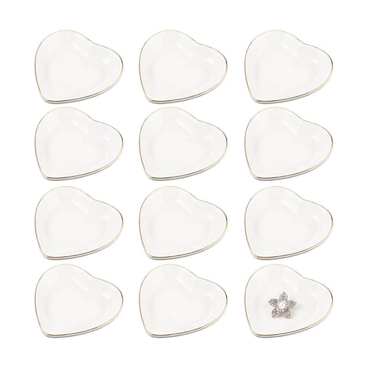 Ceramic Jewelry Tray in Ring Dish Bulk Decorative Trinket Dish / Heart / 4.5 Inch / Set of 12