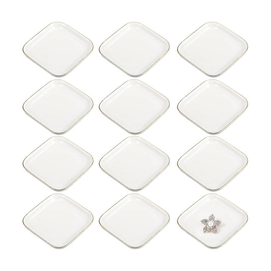 Ceramic Jewelry Tray in Ring Dish Bulk Decorative Trinket Dish / Square / 4.5 Inch / Set of 12