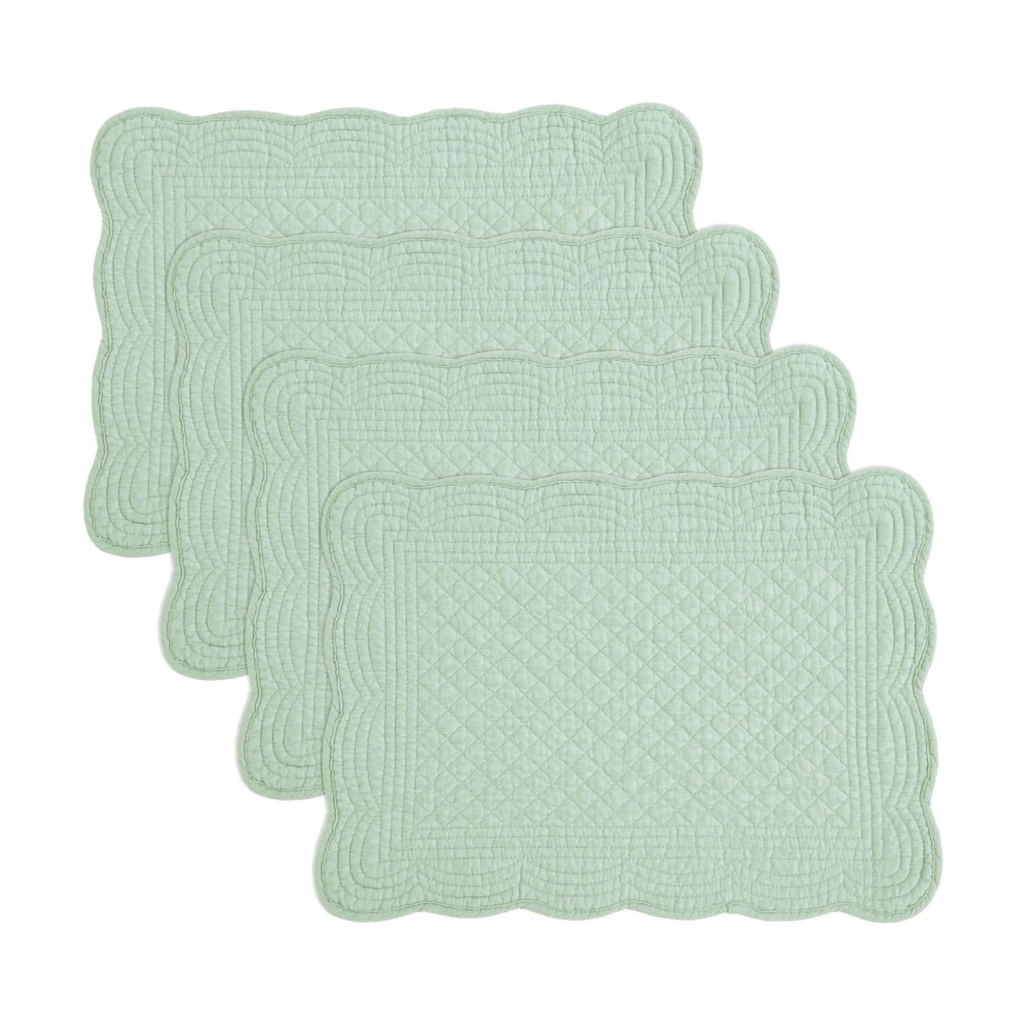HOMBYS Quilted Placemats Set of 4 Washable-Rectangular Placemats for Kitchen Table-100% Cotton Fabric Rectangular Table