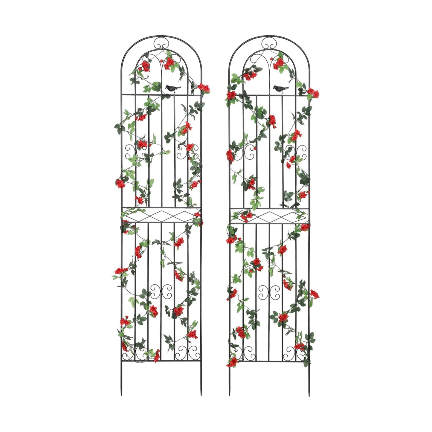 2 Pack 86.7" H x 19.7" W Metal Garden Trellis with Black Coating, Wire Lattice Grid Panel for Climbing Plants Outdoor