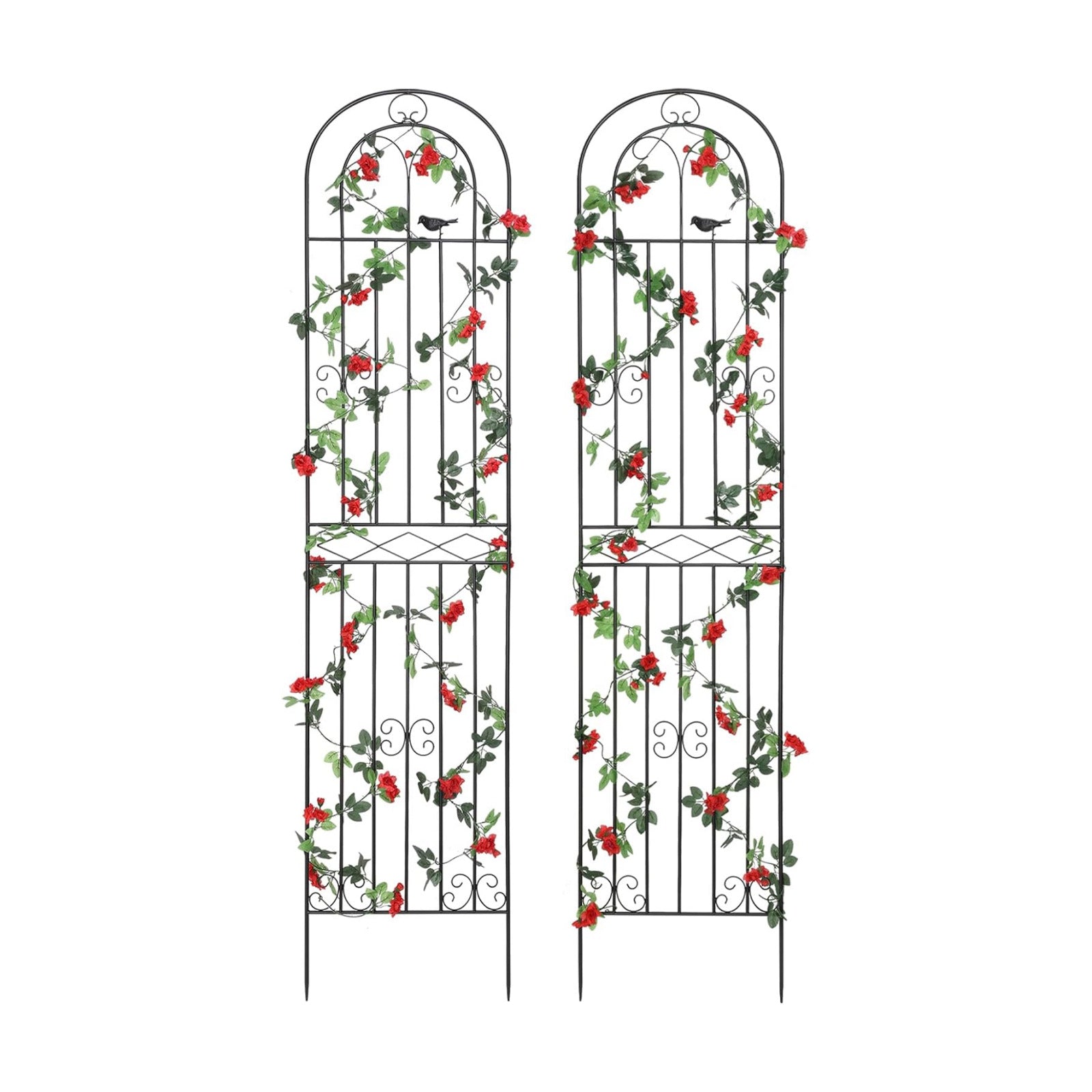 2 Pack 86.7" H x 19.7" W Metal Garden Trellis with Black Coating, Wire Lattice Grid Panel for Climbing Plants Outdoor