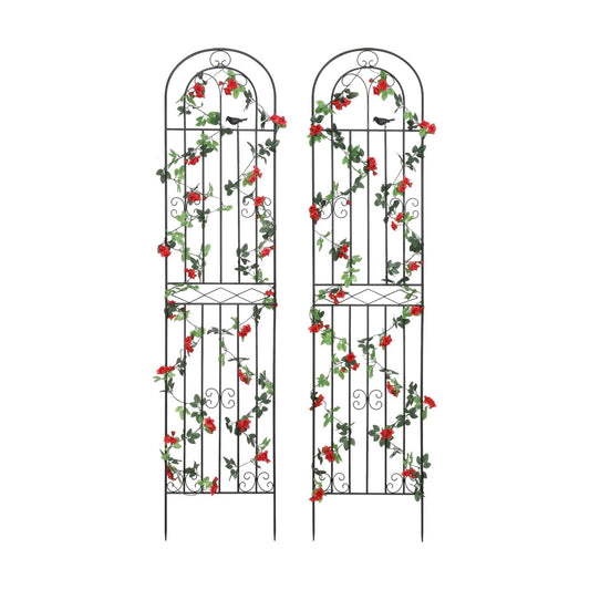 2 Pack 86.7" H x 19.7" W Metal Garden Trellis with Black Coating, Wire Lattice Grid Panel for Climbing Plants Outdoor