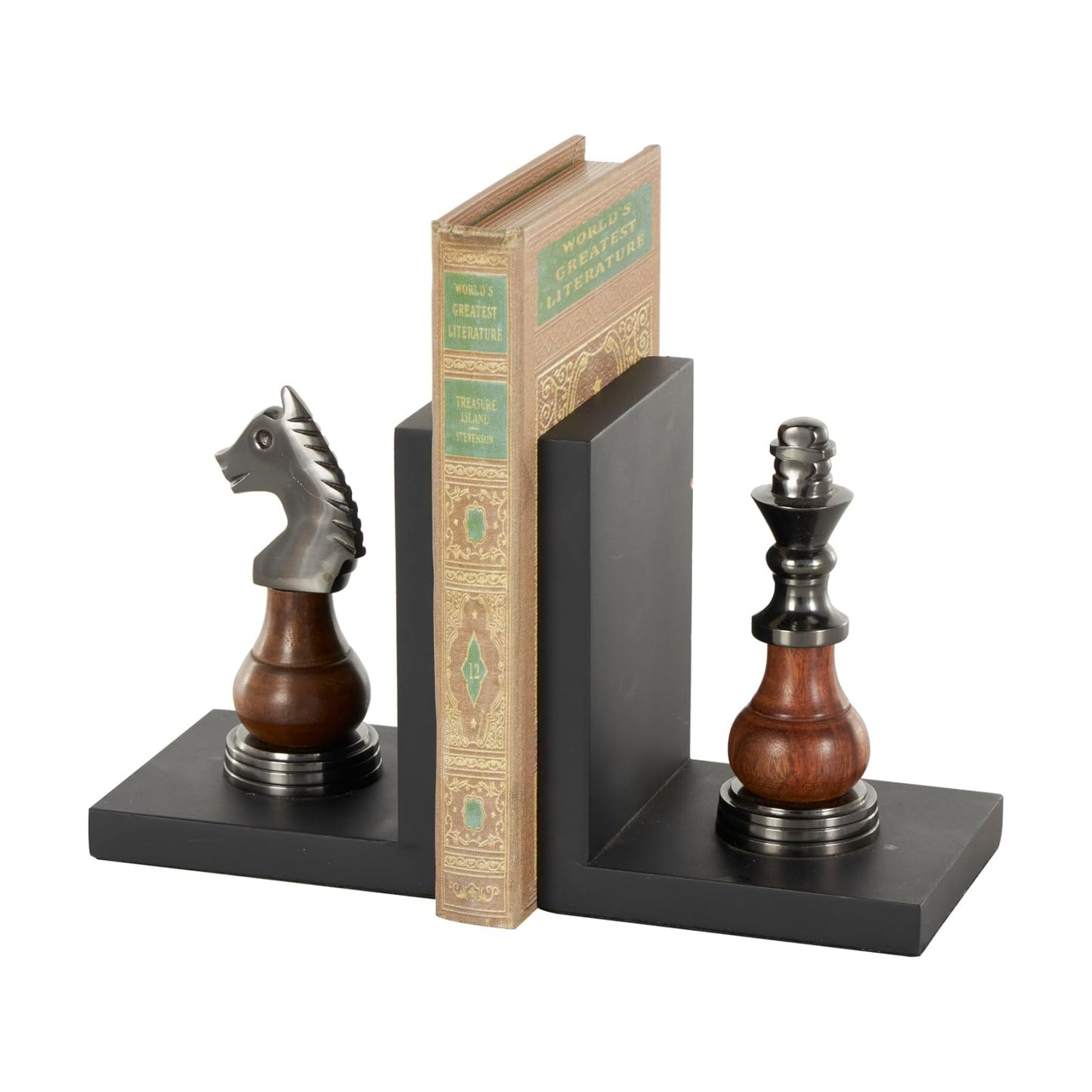 Aluminum Metal Chess Decorative Bookends Non Skid Bookends / 4"w, 6"H / Set of 2