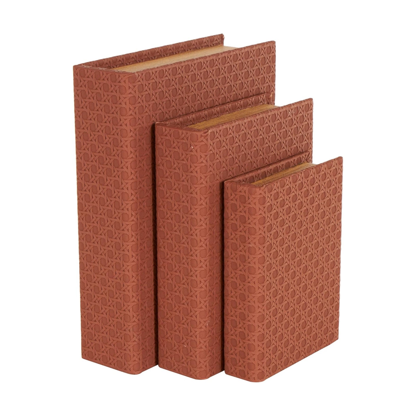 Faux Leather Decorative Box Book Shaped Book Shaped / Copper / 12", 10", 8"H / 8 Inch / Set of 3