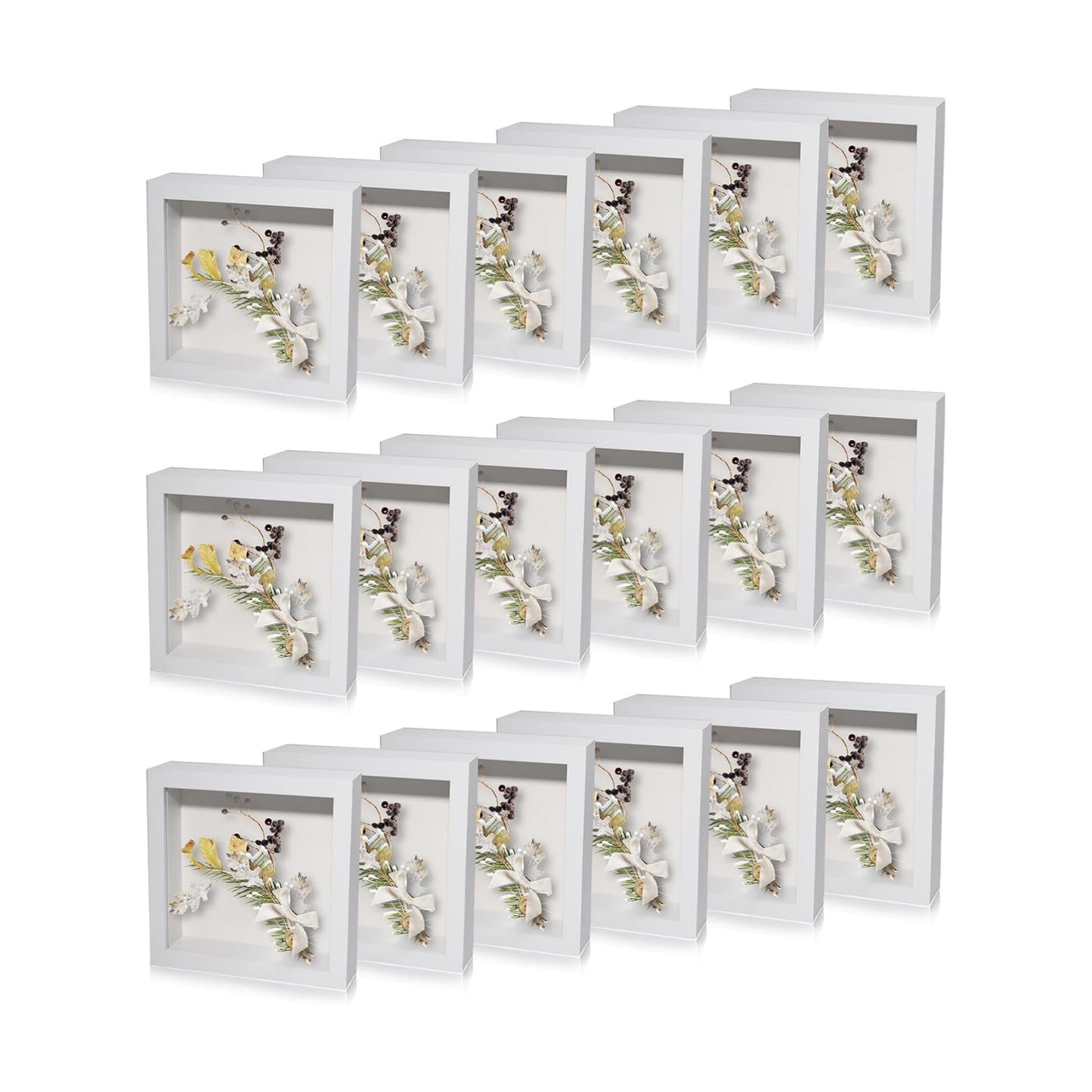 18 Pack Shadow Box Frame Display Case Shadow Box Square Picture Frame for Photos Flower Memorabilia Wedding Bouquets