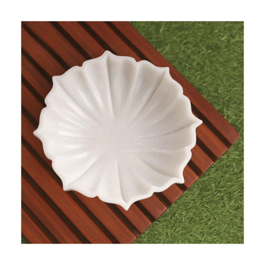 HandCrafted Marble Lotus Bowl/Organic Modern Home Decor Bowl/Fruit Bowl/Vintage Ring / 6 Inches