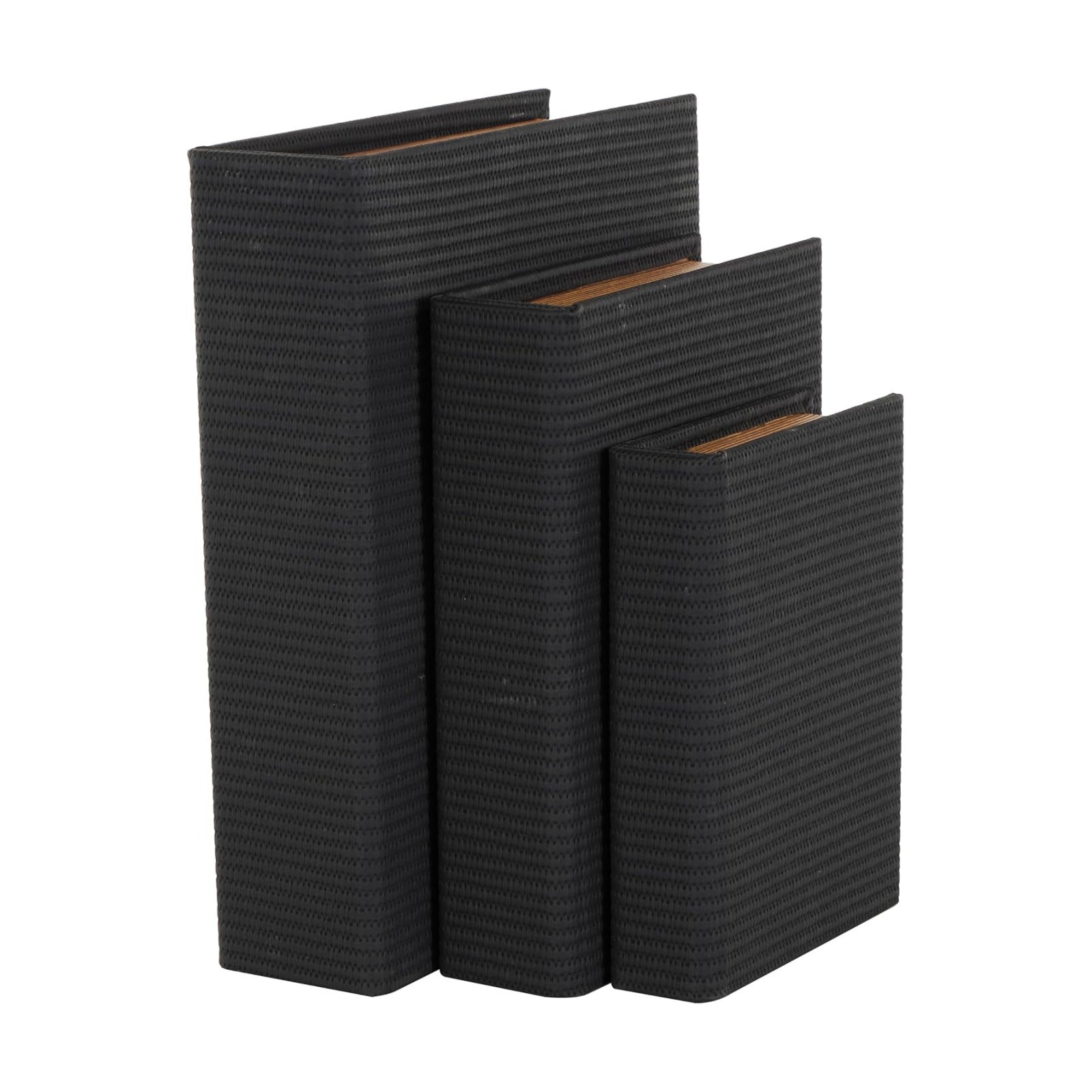 Faux Leather Decorative Box Book Shaped Book Shaped / Black / 12", 10", 8"H / 8 Inch / Set of 3