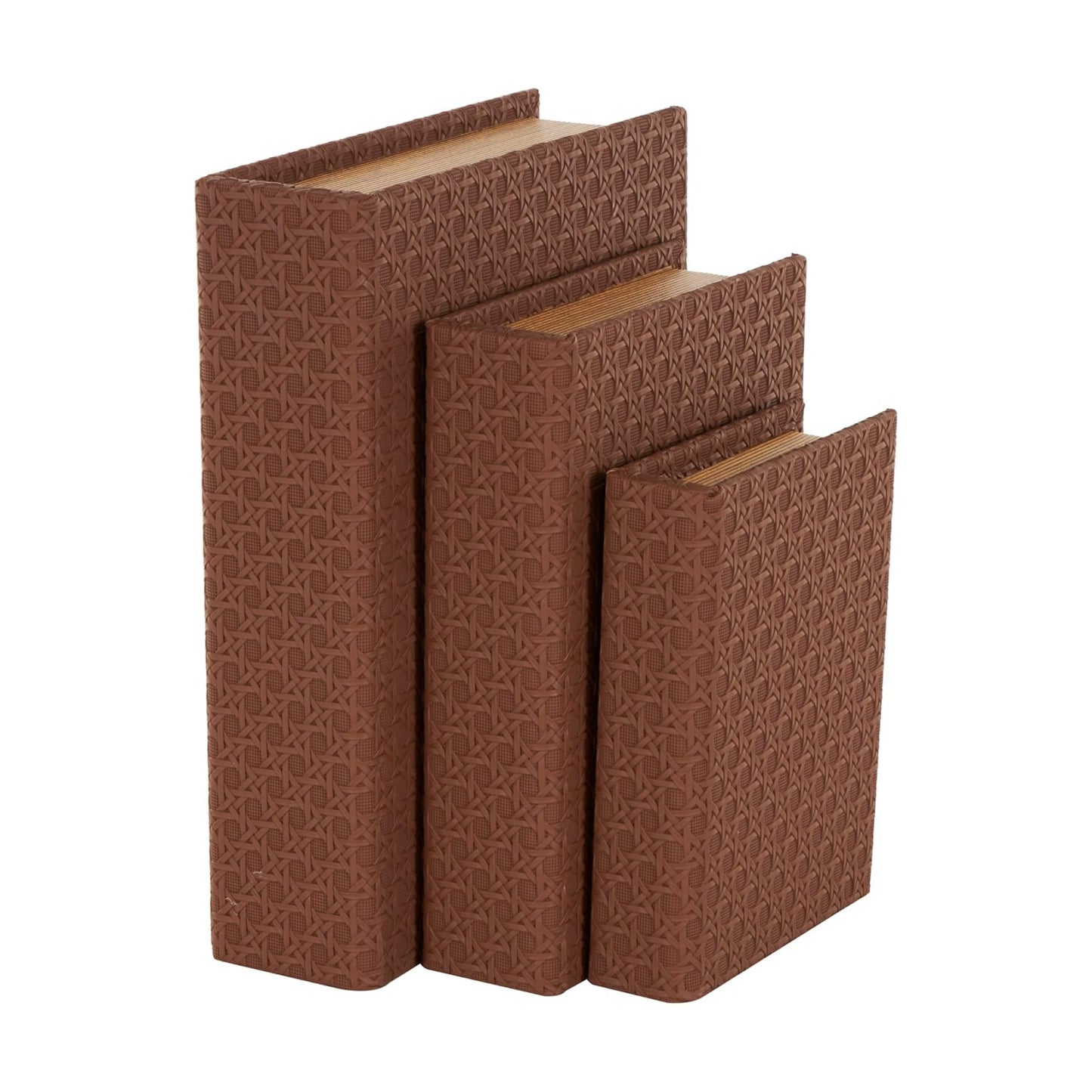 Faux Leather Decorative Box Book Shaped Book Shaped / Brown / 12", 10", 8"H / 8 Inch / Set of 3