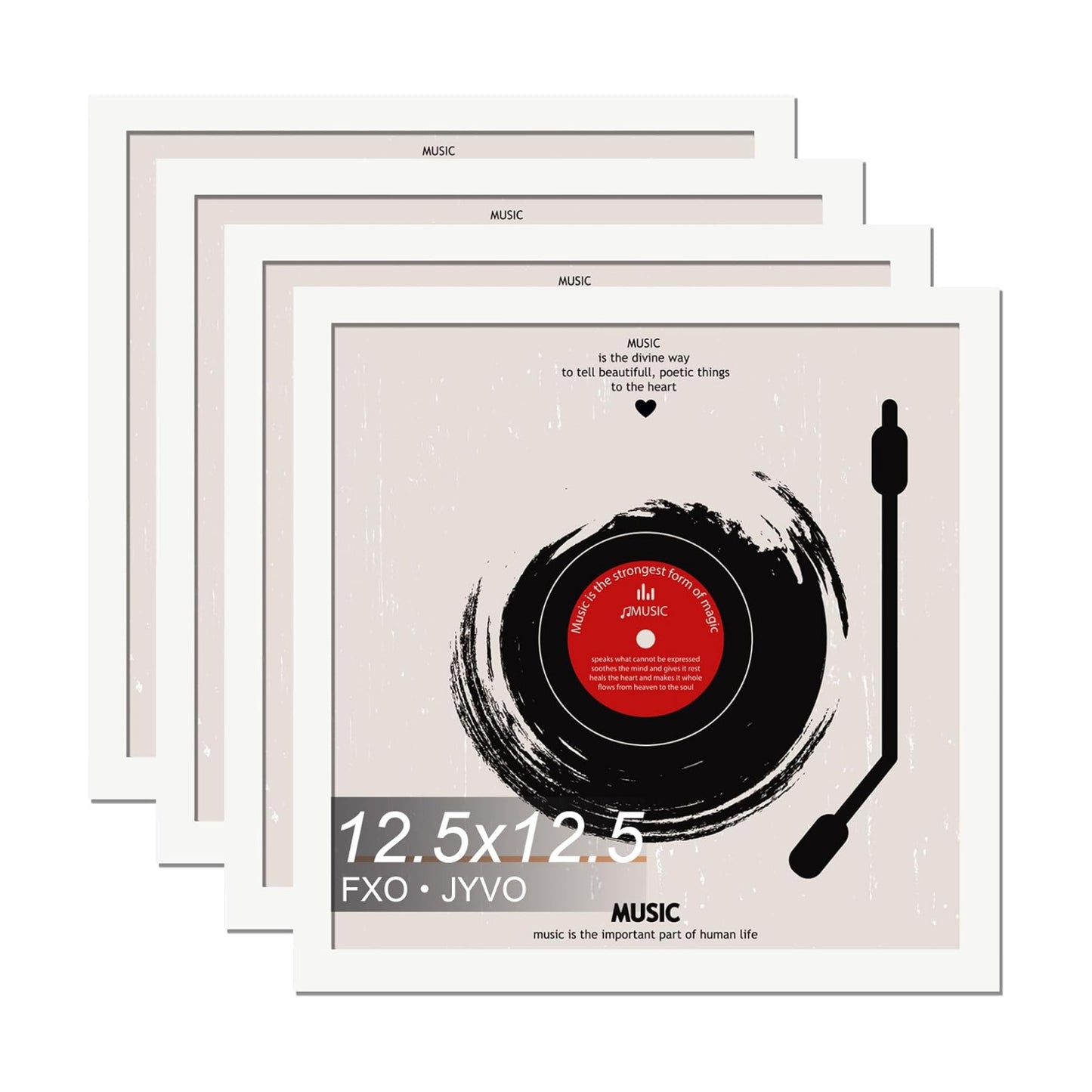 Vinyl Record Frame Display for 12 inch LP with 12.5x12.5 Album Cover | White 12.5 x 12.5 Frame Light Weight with