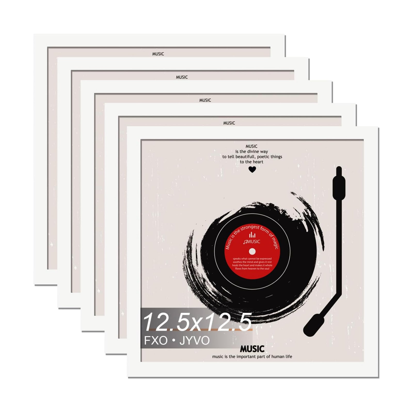Vinyl Record Frame Display for 12 inch LP with 12.5x12.5 Album Cover | White 12.5 x 12.5 Frame Light Weight with