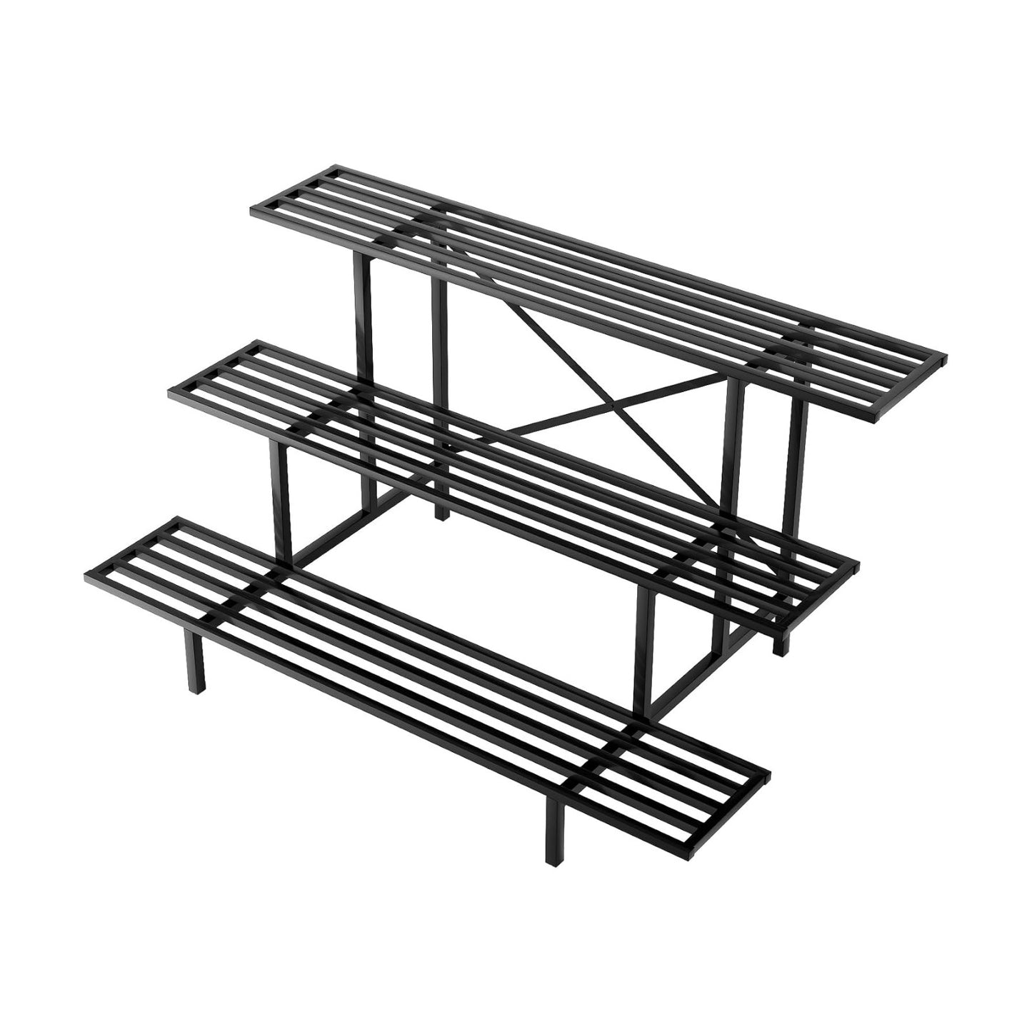 Zhongma 3 Tier Sturdy Metal Plant Stand, L45.67 x W26 x H23.6 inch, Heavy Duty Plant Holder for Home Indoor and
