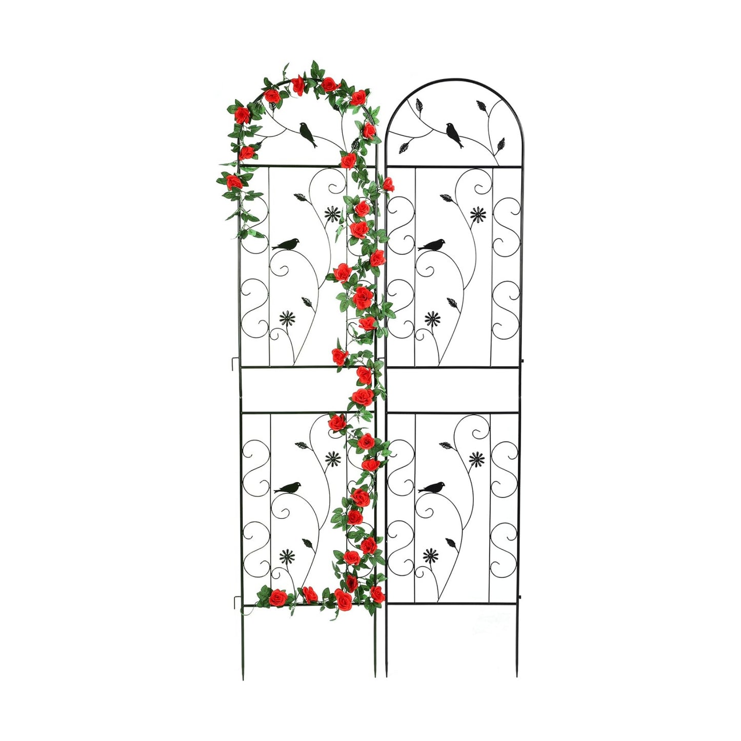 2 Pack 86.5" x 19.7" Metal Garden Trellis for Climbing Plants, Black | Black Plant Trellis Outdoor, Clematis Rrellis