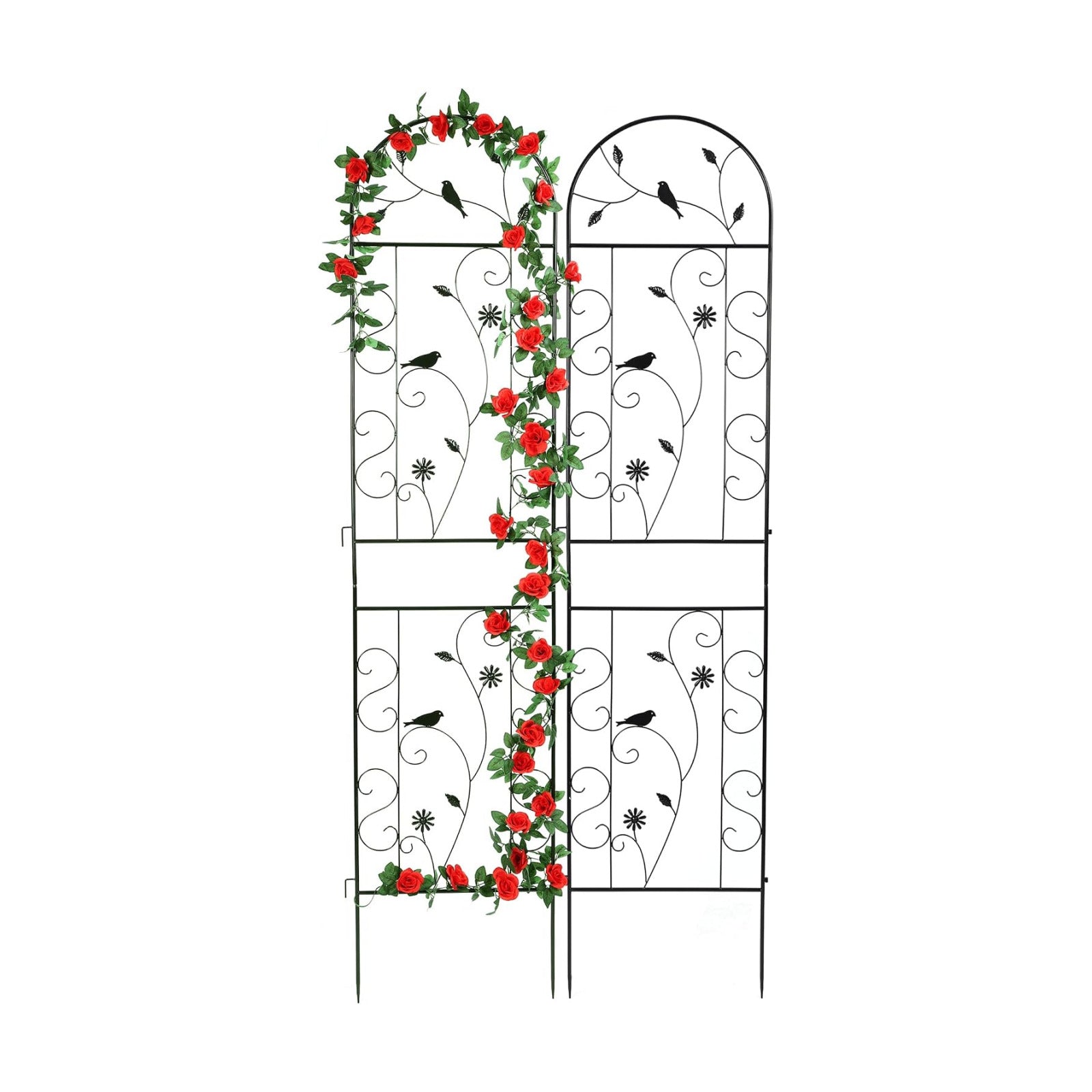 2 Pack 86.5" x 19.7" Metal Garden Trellis for Climbing Plants, Black | Black Plant Trellis Outdoor, Clematis Rrellis