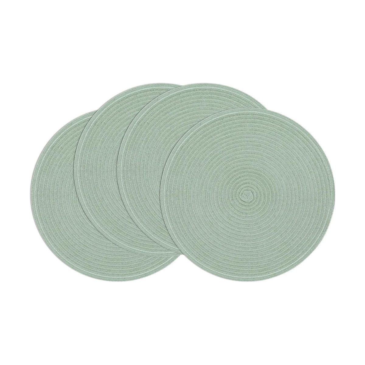 SHACOS Round Placemats Set of 4 Woven Braided Table Placemats 15 inch Cotton Polyester Place Mats Washable Table Mats Indoor Outdoor, Sage Green