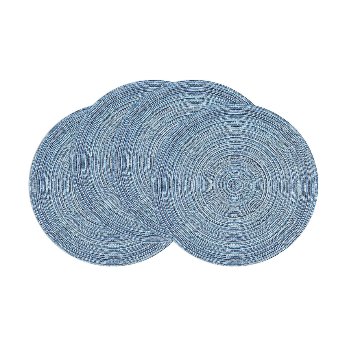 SHACOS Round Braided Placemats Set of 4 Dining Table Placemats 15 inch Circle Place Mats Easy to Clean Table Mats Indoor Outdoor, Blue Gray