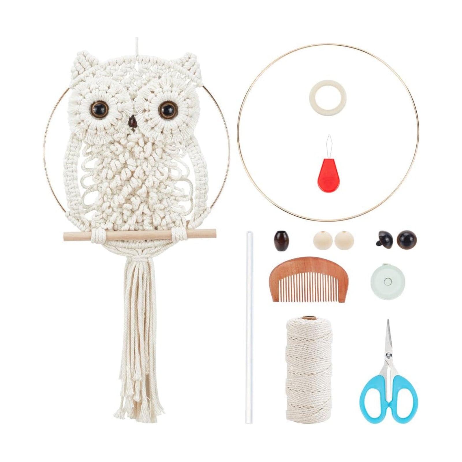 DIY Macrame Owl Wall Hanging Tapestry Kit Owl Macrame Kit for Beginner Boho Handmade Woven Macrame