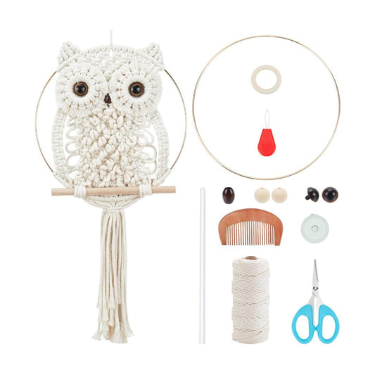 DIY Macrame Owl Wall Hanging Tapestry Kit Owl Macrame Kit for Beginner Boho Handmade Woven Macrame
