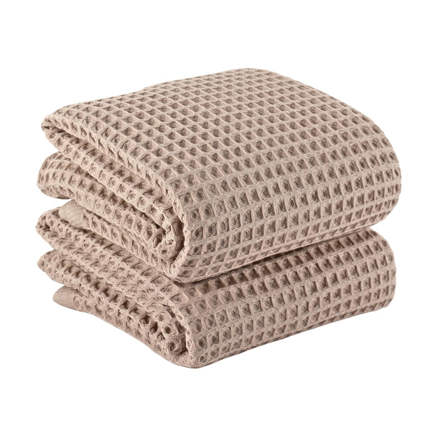 PÜSKÜL Natural 100% Turkish Cotton Waffle Bath Towels Set of 2, Extra-Large | Beige, Oversize 32x63" Bath sheet towel