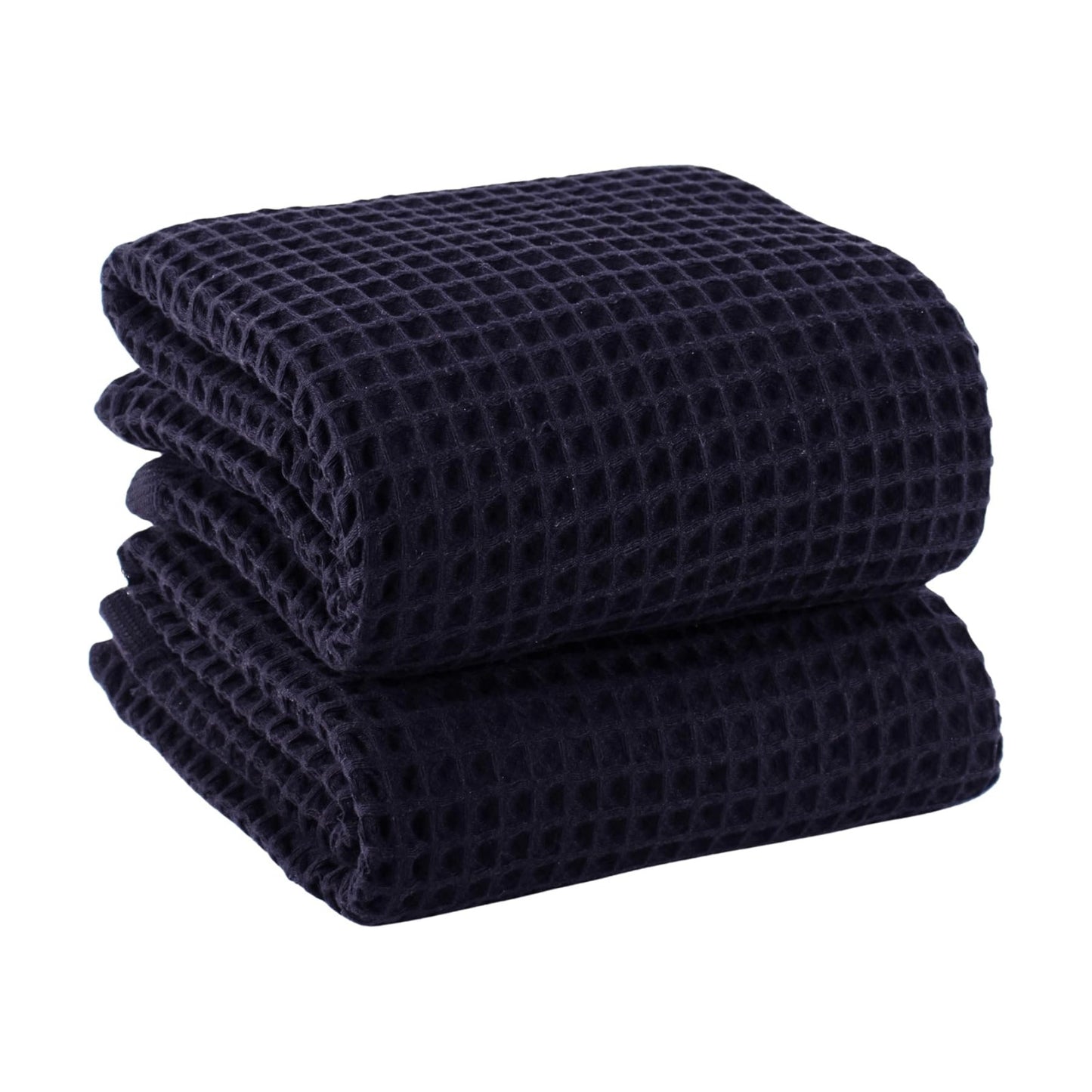 PÜSKÜL Natural 100% Turkish Cotton Waffle Bath Towels Set of 2, Extra-Large | Black, Oversize 32x63" Bath sheet towel