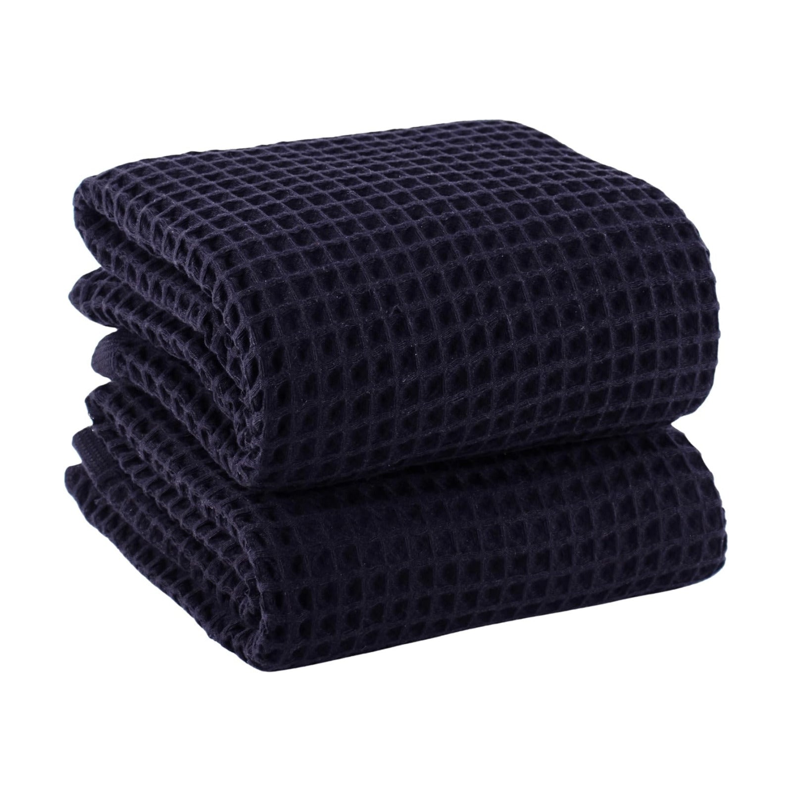 PÜSKÜL Natural 100% Turkish Cotton Waffle Bath Towels Set of 2, Extra-Large | Black, Oversize 32x63" Bath sheet towel