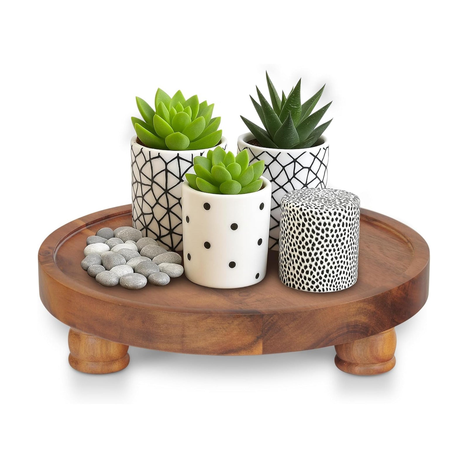 10" Acacia Wood Round Tray / Brown