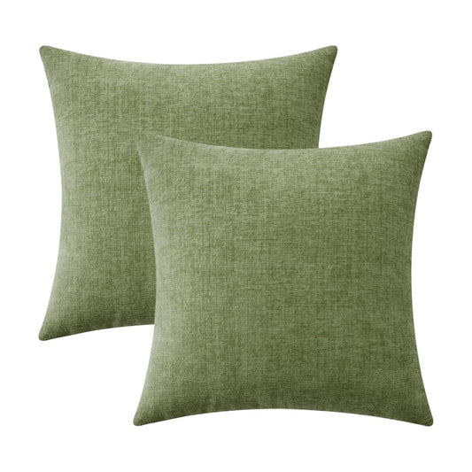 MIULEE Soft Chenille Euro Throw Pillow Covers Sage Green 24x24 Pack of 2