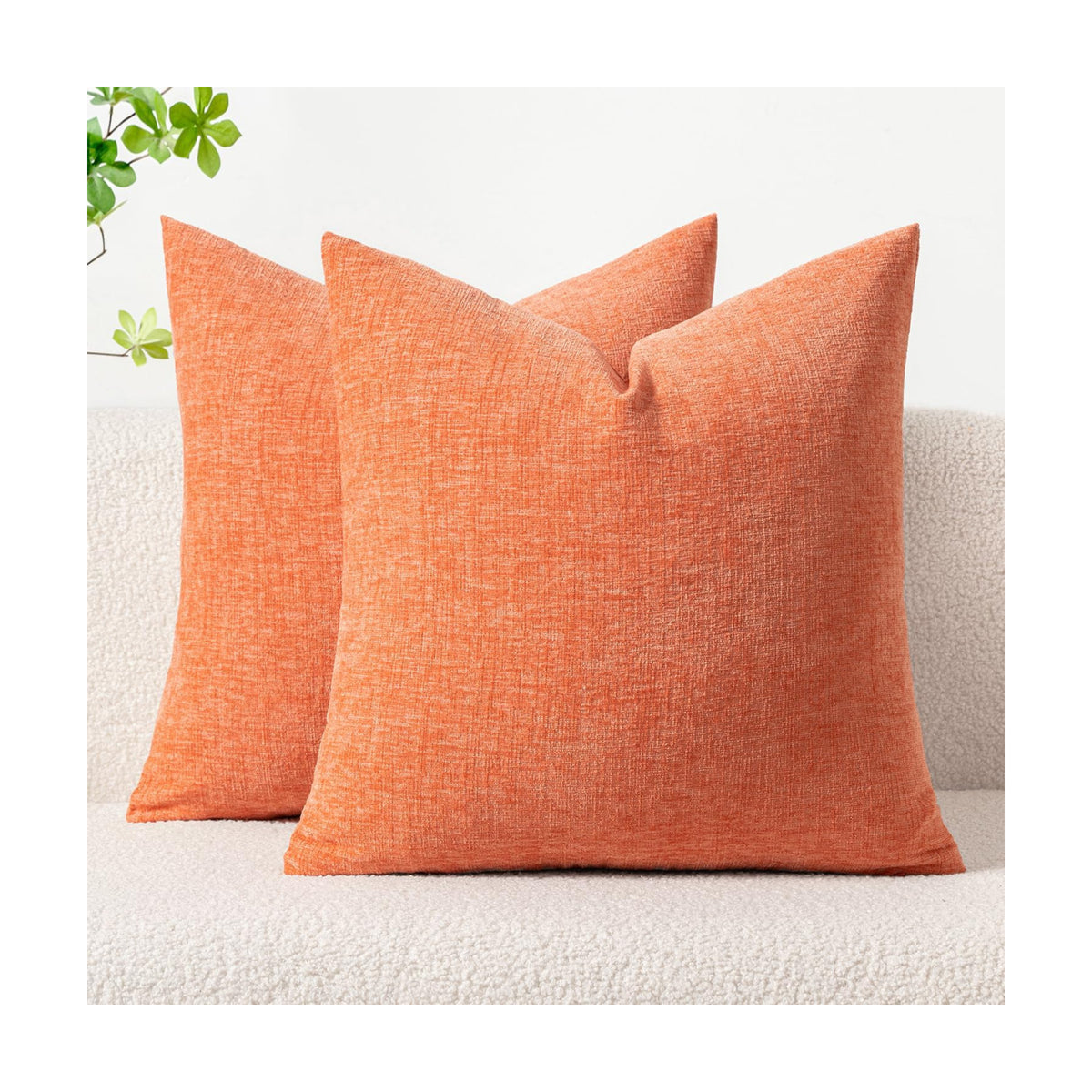 MIULEE Soft Chenille Throw Pillow Covers Coral Red 20x20 Inch Pack of 2