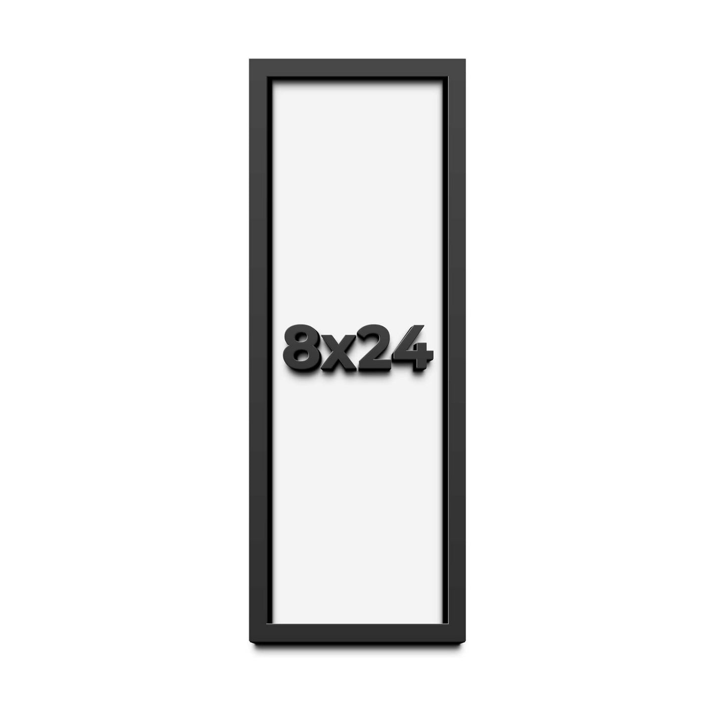 Dugan 8x24 Shadow Box Display Frame - Black, 1 Inch Deep Solid Wood, UV Resistant Acrylic Plexiglass, Acid Free
