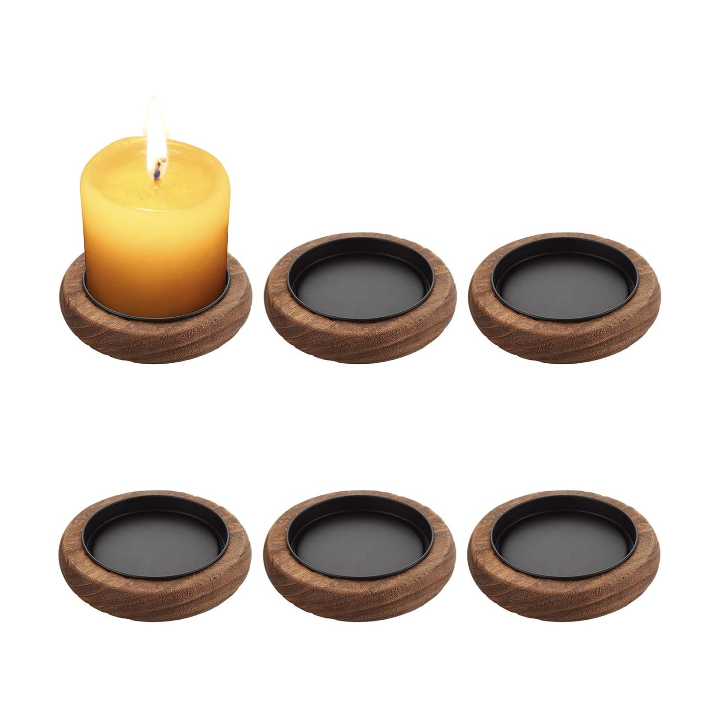Wooden Candle Holder Farmhouse Decor / Set of 6