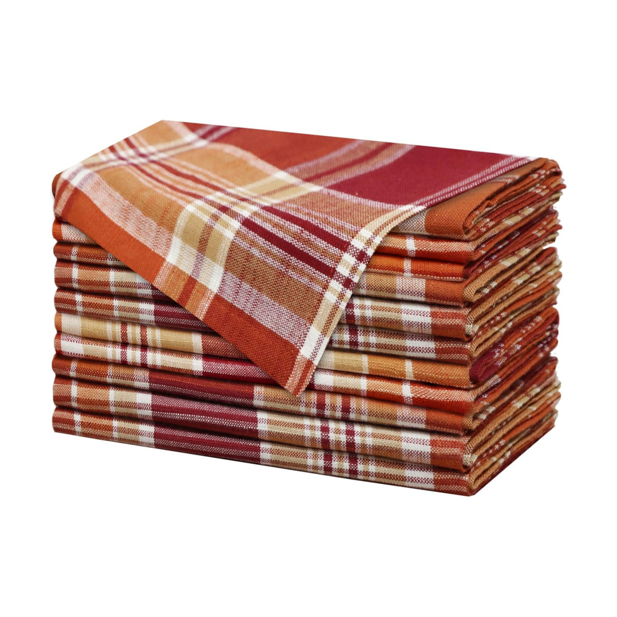 COTTON CRAFT Harvest Plaid Cloth Napkin - 12 Pack 100% Cotton Dinner Napkin