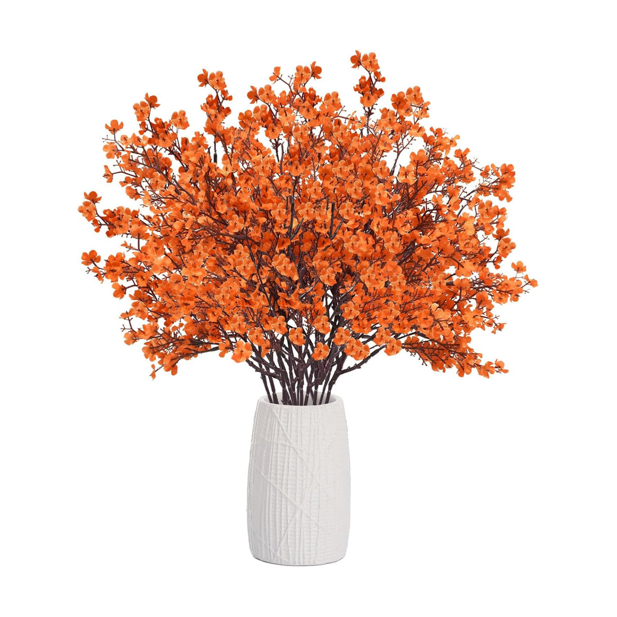 Uieke 15Pcs Artificial Fall Flowers Babys Breath Flower Bulk Fake Orange Silk Flowers Artificial Gypsophila Bouquet Floral for Home Festival Wedding Party Décor