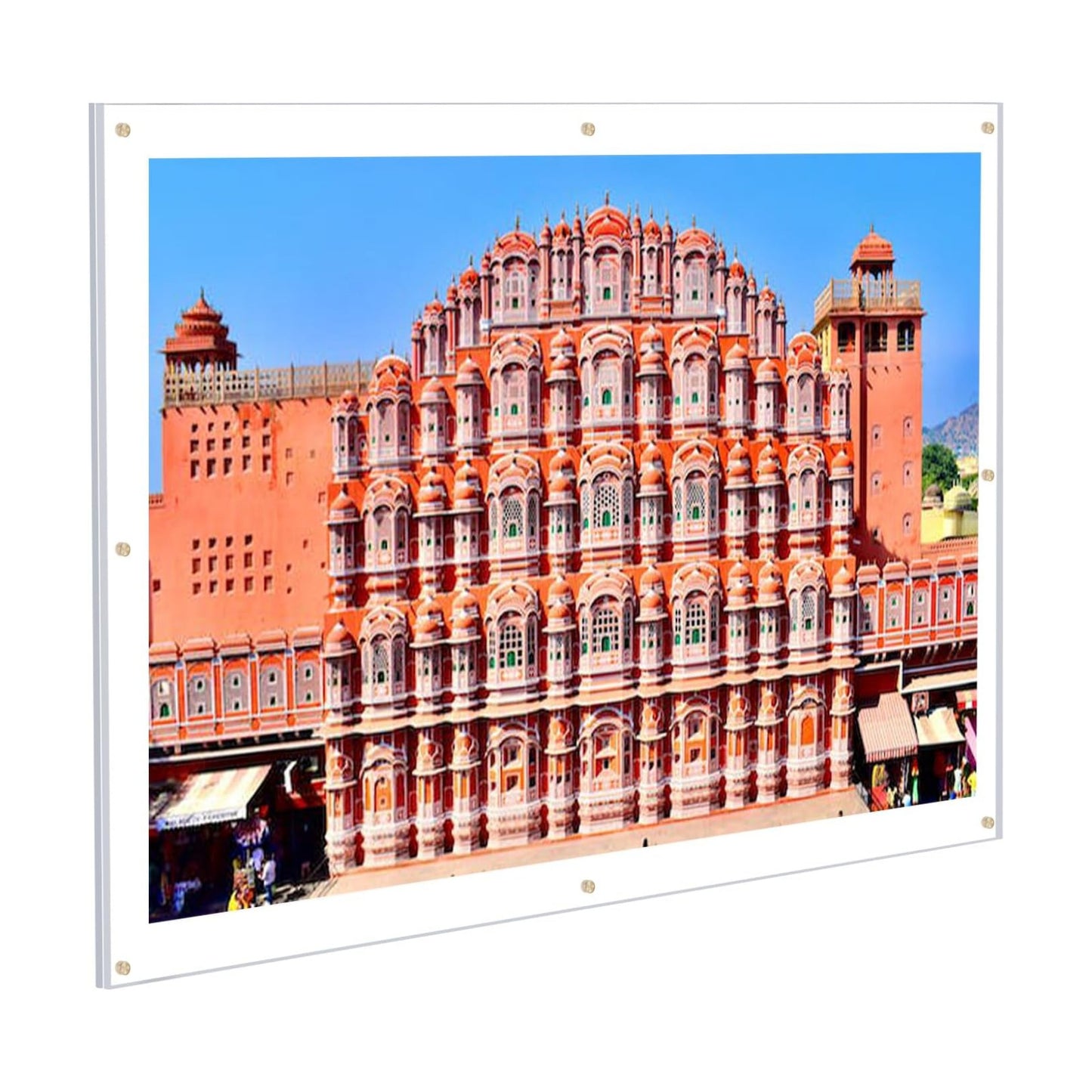 Kalami 18x24 Picture Frame Wall Mount Self Adhesive | Clear Acrylic No Drill Floating Frameless Poster Frame for Family
