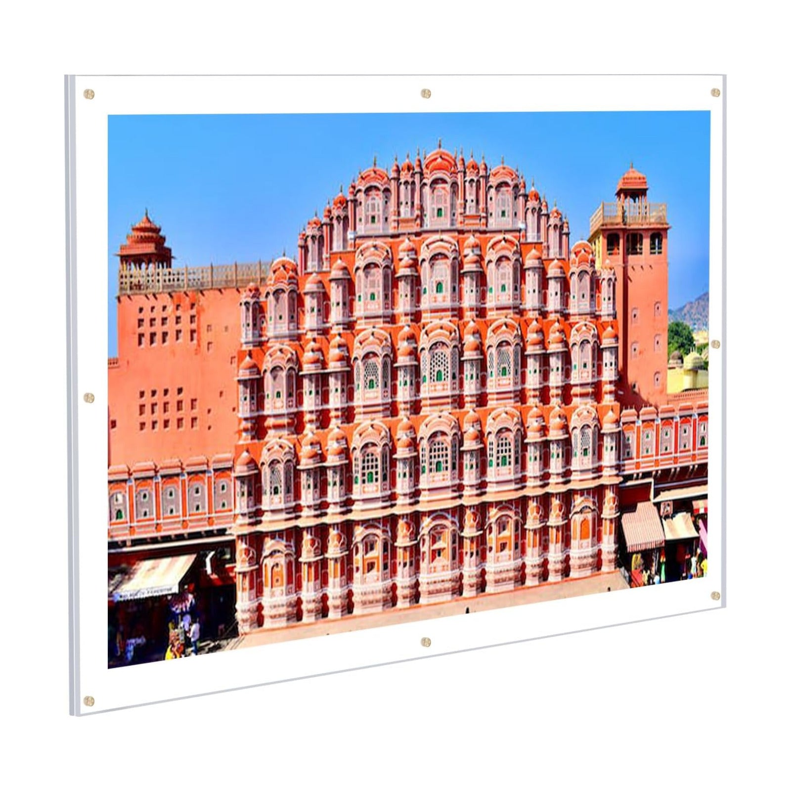 Kalami 18x24 Picture Frame Wall Mount Self Adhesive | Clear Acrylic No Drill Floating Frameless Poster Frame for Family