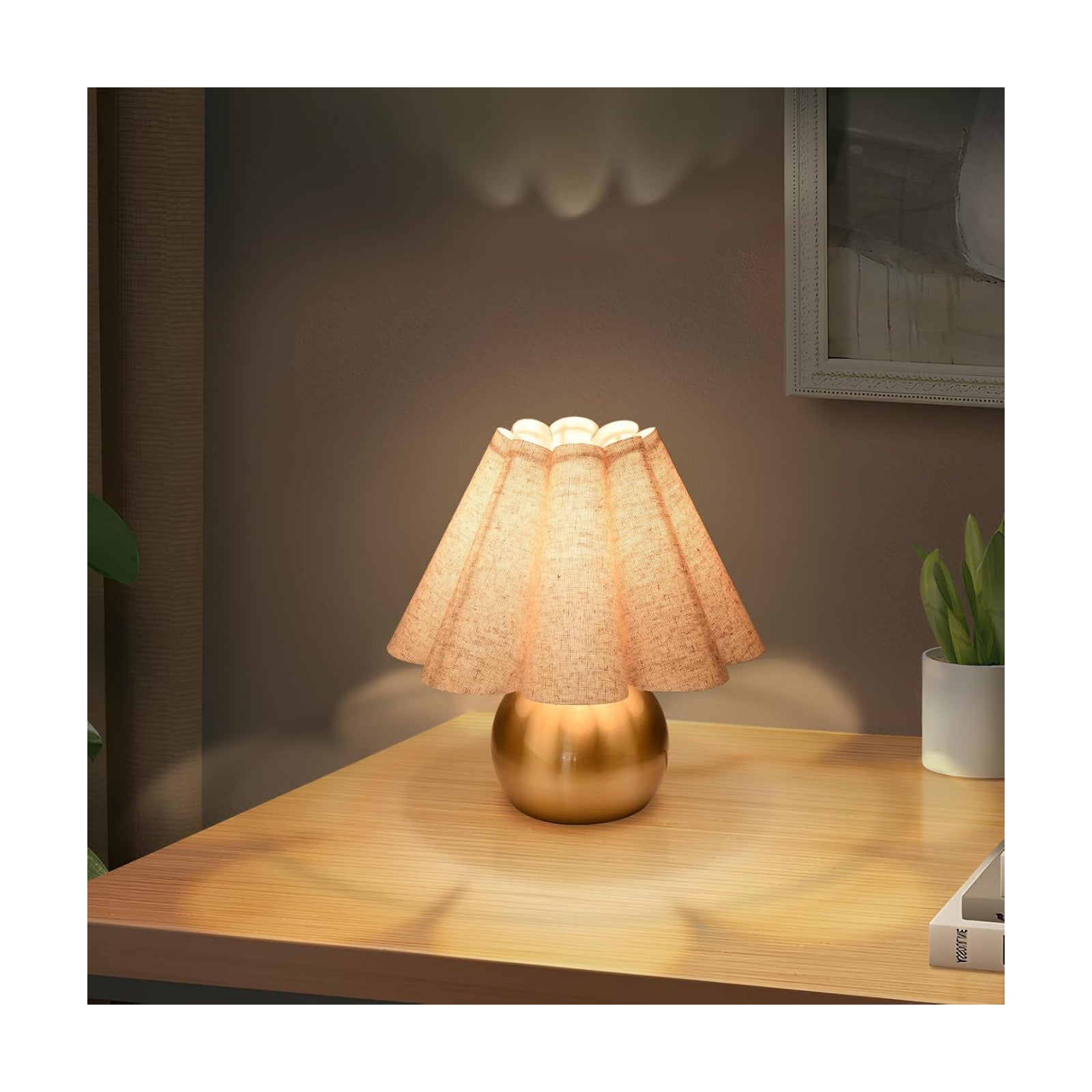 Gold Small Bedside Table Lamp for Bedroom, Brass Gold Bedroom Lamps for Nightstand, Cute Mini Table Lamps for Small
