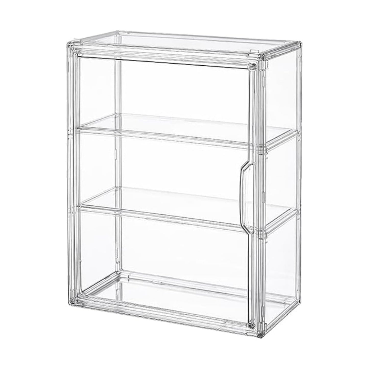 BOHOIDEE 3 Tiers Clear Display Case for Figures, Acrylic Storage Organizers Box with Magnetic Door, Wall-Mounted