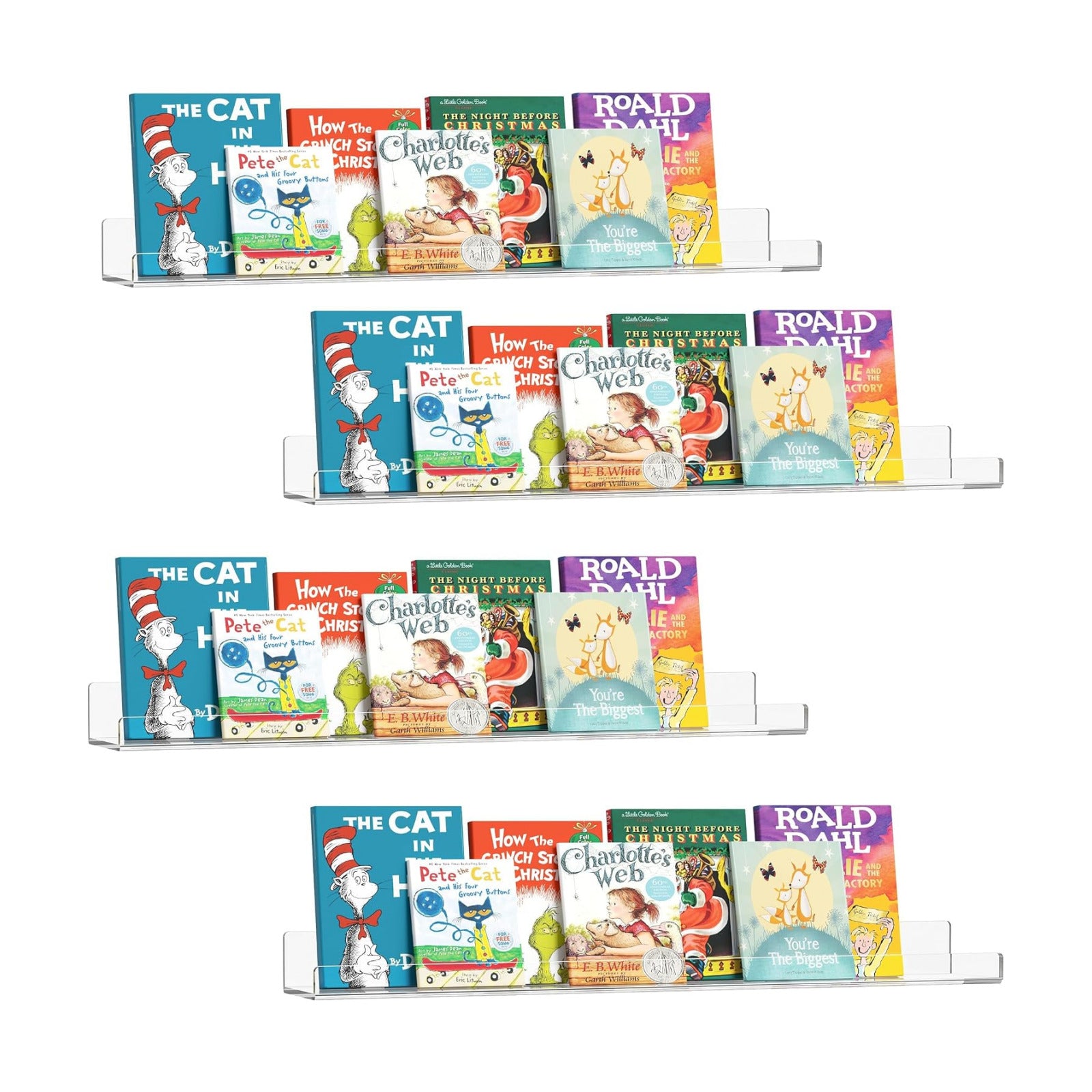 36 Inches Clear Acrylic Floating Shelves Wall, Bookshelf for Kids, Nursery Book Shelves, Magazine Rack, Picture Ledge