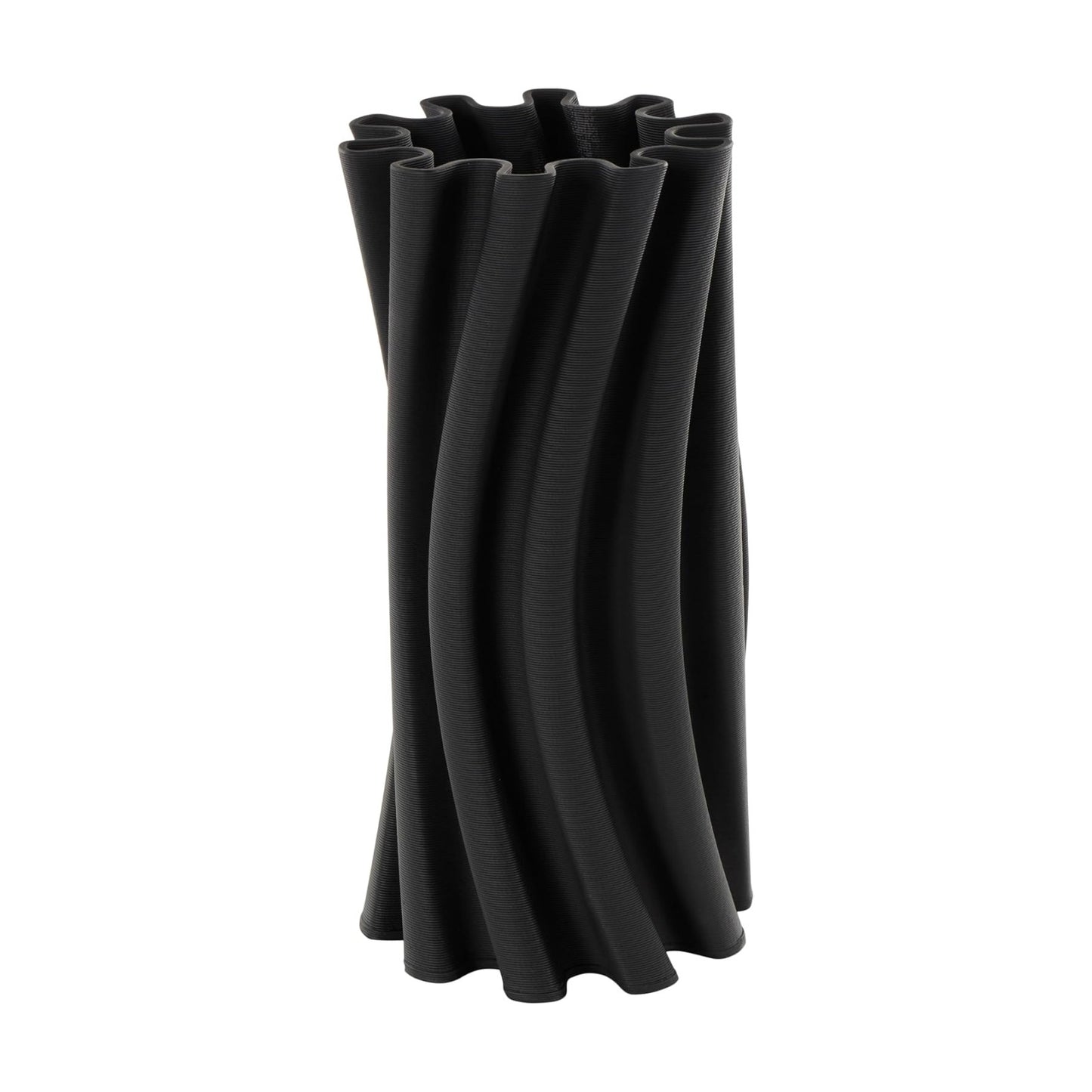 Ceramic Abstract Decorative Vase Curvy Ribbed Centerpiece Vase / Black / 5.35 x 5.25 x 11