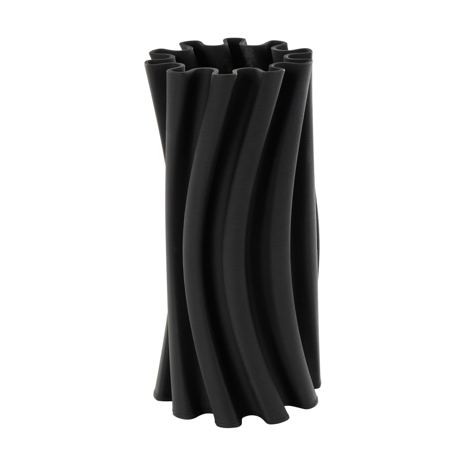 Ceramic Abstract Decorative Vase Curvy Ribbed Centerpiece Vase / Black / 5.35 x 5.25 x 11
