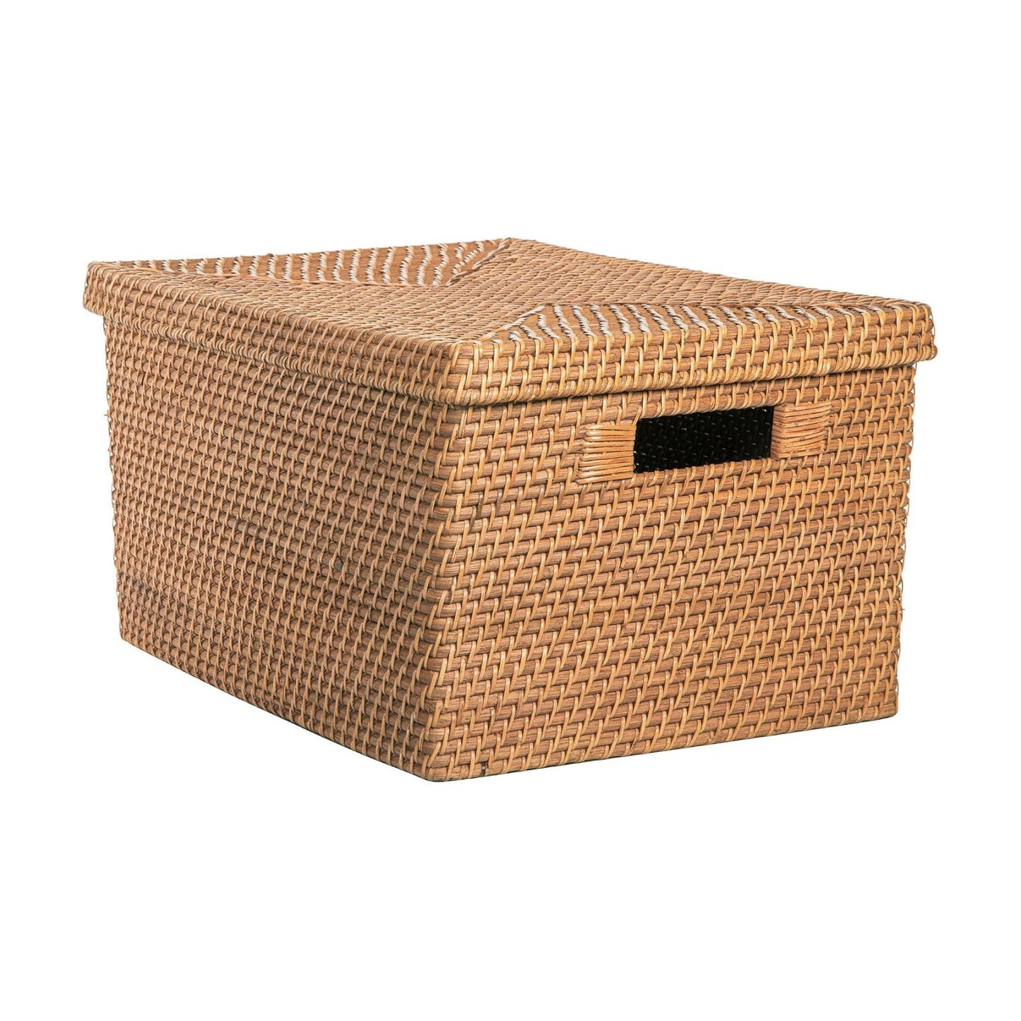 Rattan Storage Box and Decorative Basket / Honey-brown / 18.5 Inch