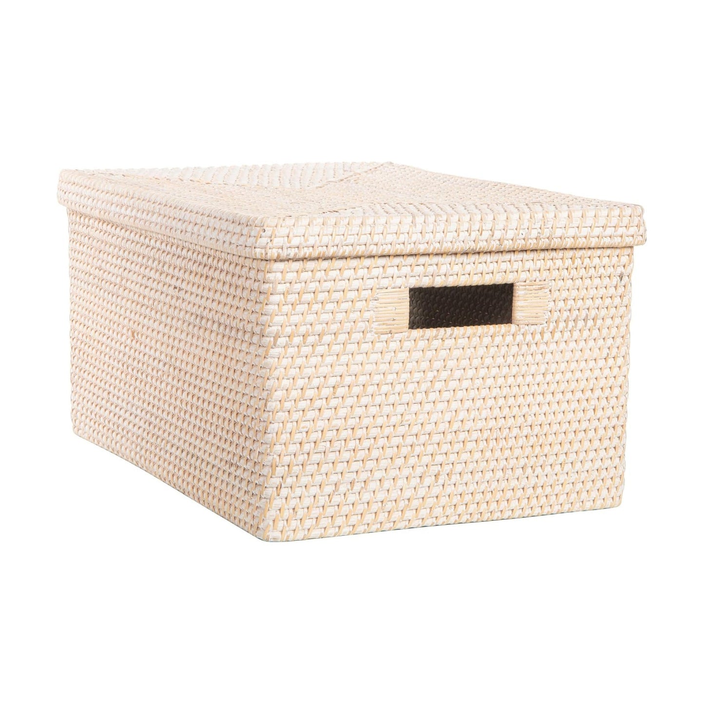 Rattan Storage Box and Decorative Basket / White Wash / 18.5 Inch