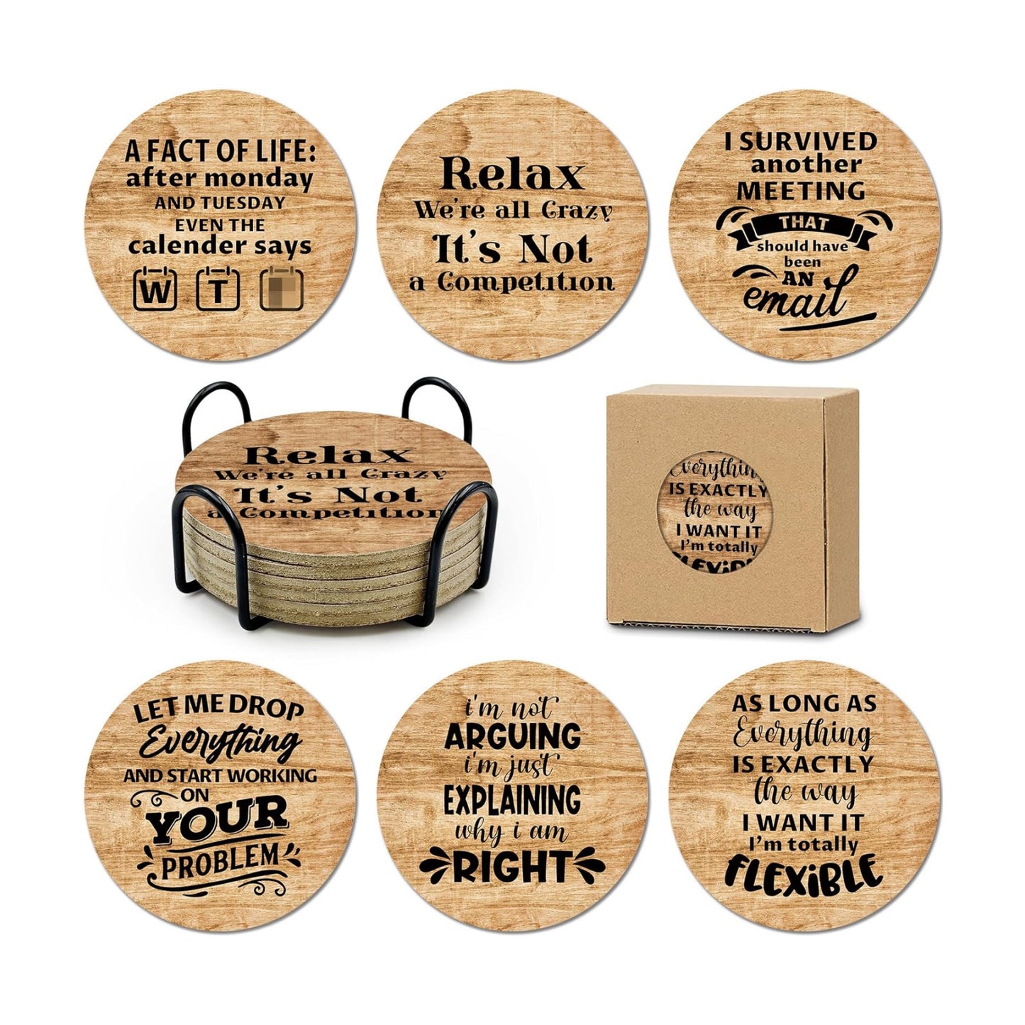 Holder Drink Cork Coasters / Colleagues Employees Boss Coasters / Set of 6