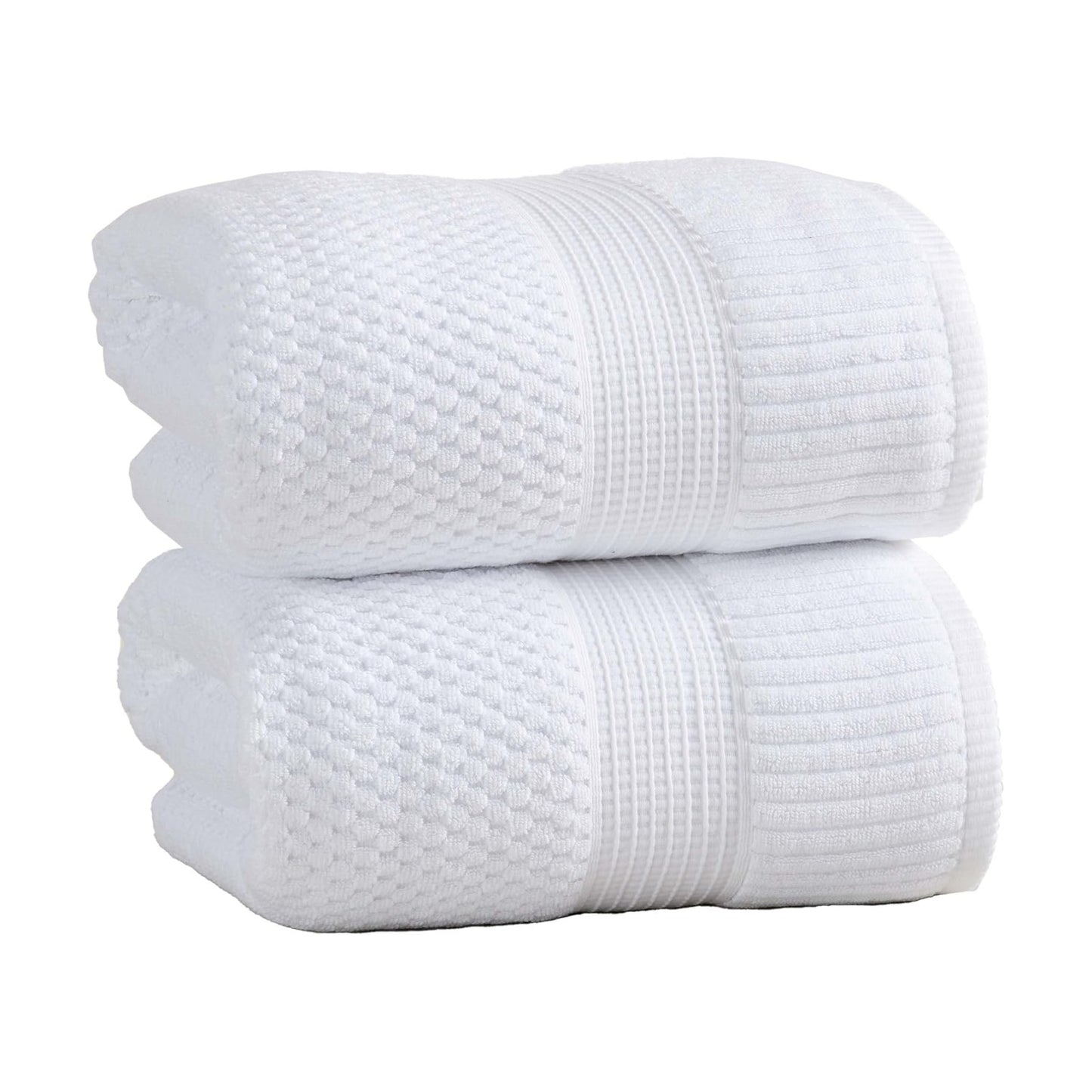 NY Loft 100% Cotton 2-Pack Oversized Bath Towel Set | White | Quick-Dry | Two Oversized 35" x 70" Bath Towels / Bath