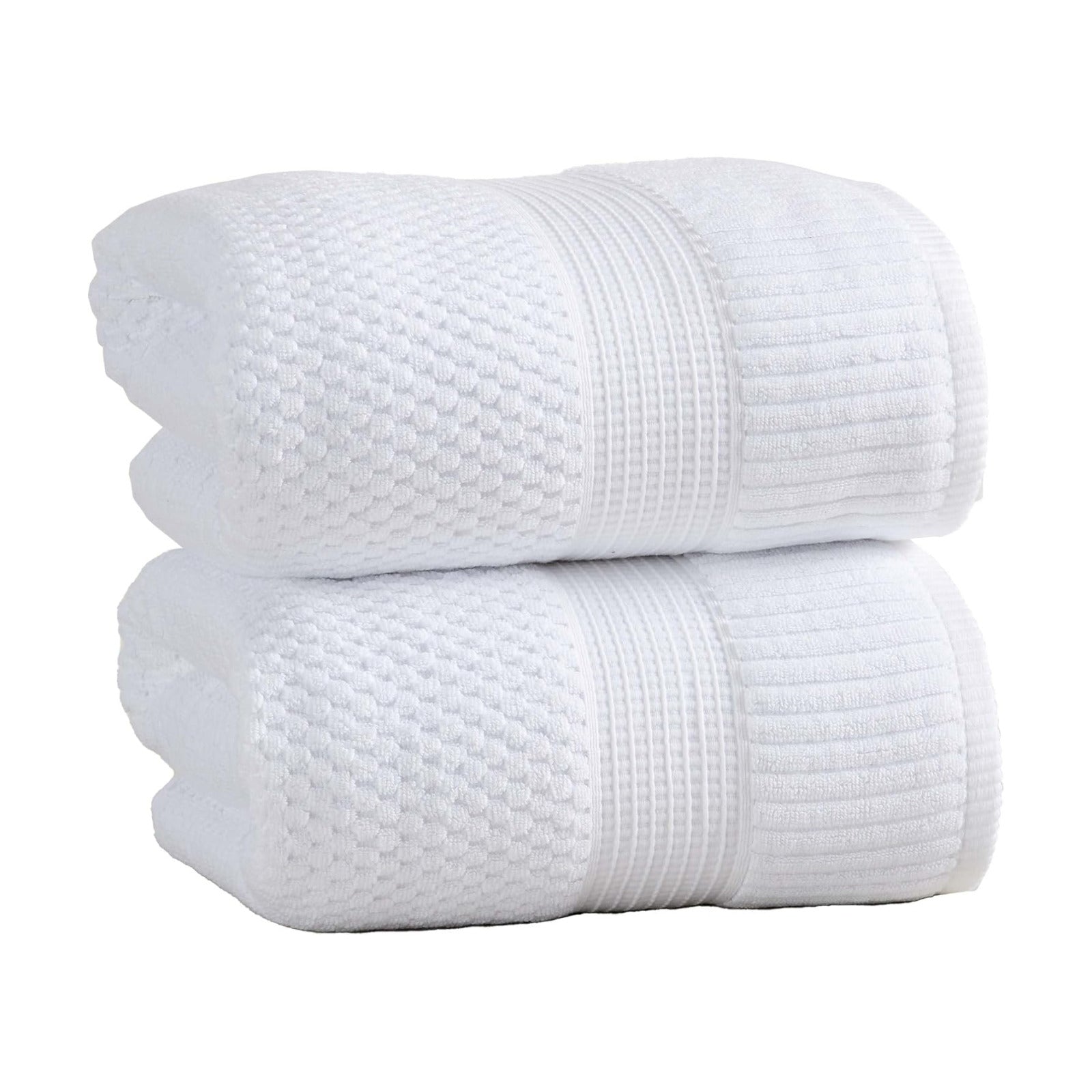 NY Loft 100% Cotton 2-Pack Oversized Bath Towel Set | White | Quick-Dry | Two Oversized 35" x 70" Bath Towels / Bath