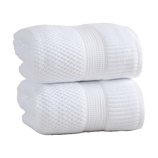 NY Loft 100% Cotton 2-Pack Oversized Bath Towel Set | White | Quick-Dry | Two Oversized 35" x 70" Bath Towels / Bath