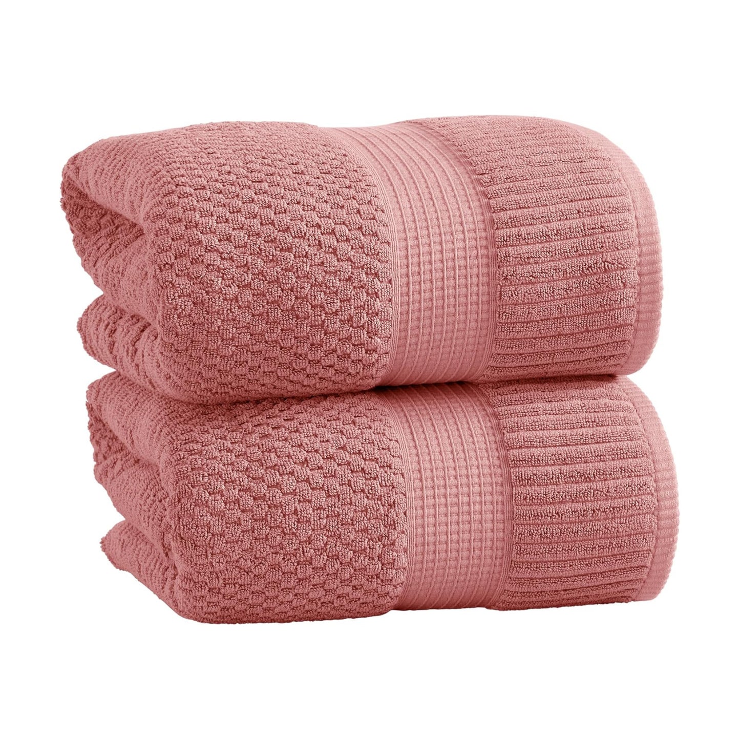 NY Loft 100% Cotton 2-Pack Oversized Bath Towel Set | Rose | Quick-Dry | Two Oversized 35" x 70" Bath Towels / Bath